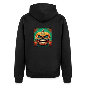 Halloween Mexiko Kürbis - Unisex Premium Bio Zip Hoodie - Schwarz - Hinten - Nico (187cm)