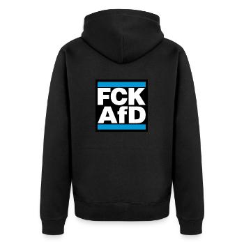 FCK AfD blue - Unisex Premium Bio Zip Hoodie - Schwarz - Hinten - Nico (187cm)