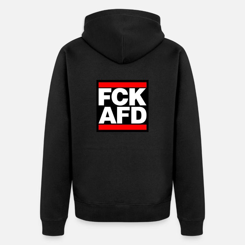 FCK AFD red capitals - Unisex Premium Bio Zip Hoodie - Schwarz