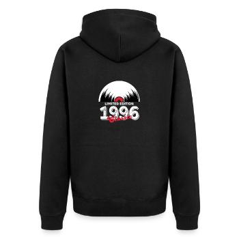 Limitierte Auflage 1996 Klassisches Vinyl - Unisex Premium Bio Zip Hoodie - Schwarz - Hinten - Nico (187cm)