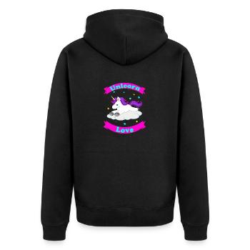 Unicorn Love – Süßes Einhorn-Design - Unisex Premium Bio Zip Hoodie - Schwarz - Hinten - Nico (187cm)