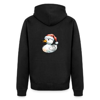 Dessin de Noël de canard - Veste à capuche bio Premium Unisexe - noir - Dos - Nico (187cm)