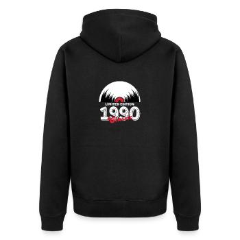 Limitierte Auflage 1990 Classic Vinyl - Unisex Premium Bio Zip Hoodie - Schwarz - Hinten - Nico (187cm)