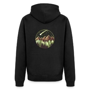 Pixel Forest - Unisex Premium Organic Zip Hoodie - black - Back - Nico (187cm)
