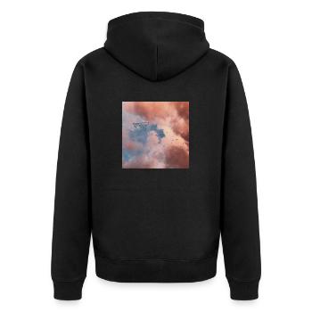 Papierflugzeug in einer ästhetischen Abbildung. - Unisex Premium Bio Zip Hoodie - Schwarz - Hinten - Nico (187cm)