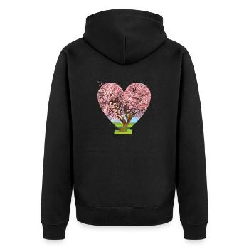 Blossom - Unisex Premium Organic Zip Hoodie - black - Back - Nico (187cm)