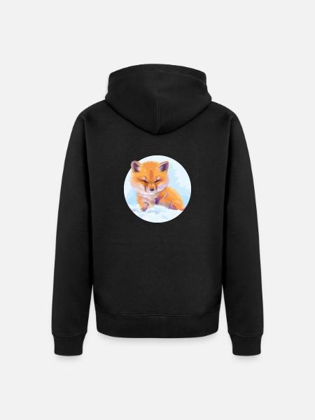 Fox - Unisex Premium Organic Zip Hoodie - black