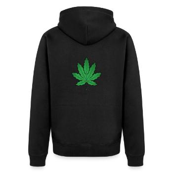 High Leaf Cannabisblatt - Unisex Premium Bio Zip Hoodie - Schwarz - Hinten - Nico (187cm)