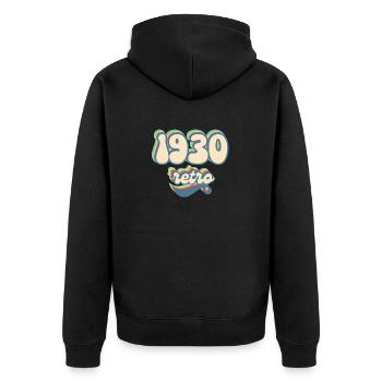 1930's Retro Gift Idea - Unisex Premium Organic Zip Hoodie - black - Back - Nico (187cm)