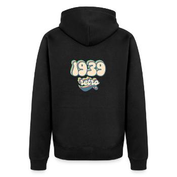 1939 retro idée cadeau - Veste à capuche bio Premium Unisexe - noir - Dos - Nico (187cm)