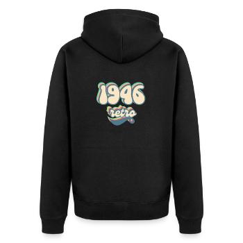 1946 Retro Gift Idea - Unisex Premium Organic Zip Hoodie - black - Back - Nico (187cm)