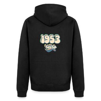 1953 Retro Geschenkidee - Unisex Premium Bio Zip Hoodie - Schwarz - Hinten - Nico (187cm)