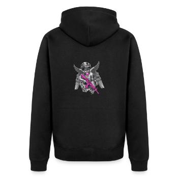 Urban Angel - Kunst trifft Klassik - Unisex Premium Bio Zip Hoodie - Schwarz - Hinten - Nico (187cm)
