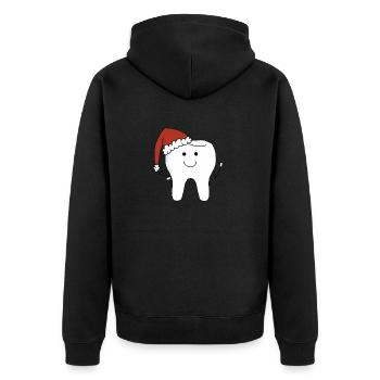 Weihnachtszahn - Unisex Premium Bio Zip Hoodie - Schwarz - Hinten - Nico (187cm)