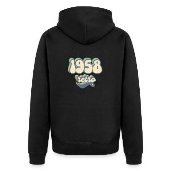 1958 Retro Geschenkidee - Unisex Premium Bio Zip Hoodie - Schwarz - Hinten - Nico (187cm)