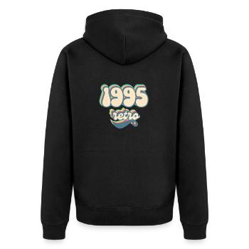 1995 Retro Geschenkidee - Unisex Premium Bio Zip Hoodie - Schwarz - Hinten - Nico (187cm)