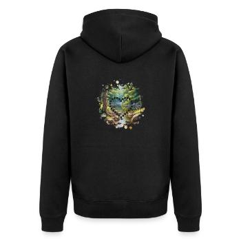 Tranquil Nature Love - Unisex Premium Organic Zip Hoodie - black - Back - Nico (187cm)