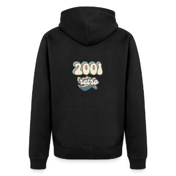 2001 Retro Geschenkidee - Unisex Premium Bio Zip Hoodie - Schwarz - Hinten - Nico (187cm)