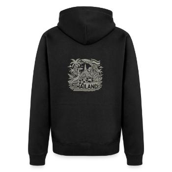 Thailand - 2 - Unisex Premium Bio Zip Hoodie - Schwarz - Hinten - Nico (187cm)
