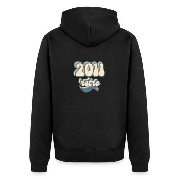 2011 Retro Geschenkidee - Unisex Premium Bio Zip Hoodie - Schwarz - Hinten - Nico (187cm)