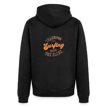 Teahupoo surfing around the globe - Unisex Premium Organic Zip Hoodie - black - Back - Nico (187cm)
