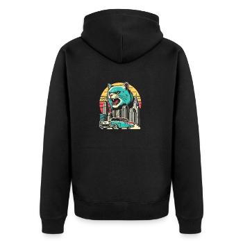 Chat féroce sur la ville Retro Desin - Veste à capuche bio Premium Unisexe - noir - Dos - Nico (187cm)
