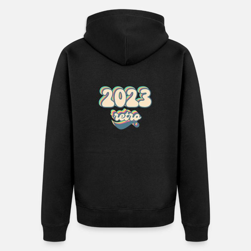 2023 Retro Geschenkidee - Unisex Premium Bio Zip Hoodie - Schwarz