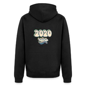 2020 Retro Geschenkidee - Unisex Premium Bio Zip Hoodie - Schwarz - Hinten - Nico (187cm)