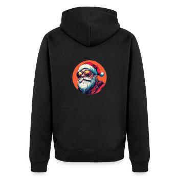 Santa mit Style: Weihnachten in cooler Optik! - Unisex Premium Bio Zip Hoodie - Schwarz - Hinten - Nico (187cm)