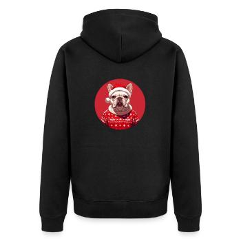 Christmas Motif - White French Bulldog - Unisex Premium Organic Zip Hoodie - black - Back - Nico (187cm)