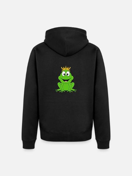 Frosch - König - Tier - Kinder - Unisex Premium Bio Zip Hoodie - Schwarz