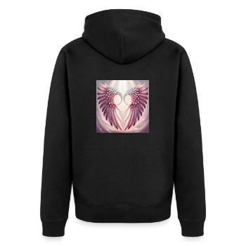 Engelsflügel Pink - Unisex Premium Bio Zip Hoodie - Schwarz - Hinten - Nico (187cm)