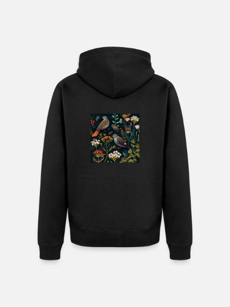 Blumenvoliere - Unisex Premium Bio Zip Hoodie - Schwarz