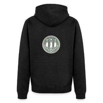 Kerzenblumenkranz - Unisex Premium Bio Zip Hoodie - Schwarz - Hinten - Nico (187cm)