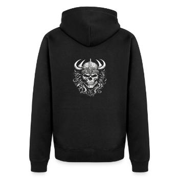Viking Skull - Unisex Premium Organic Zip Hoodie - black - Back - Nico (187cm)