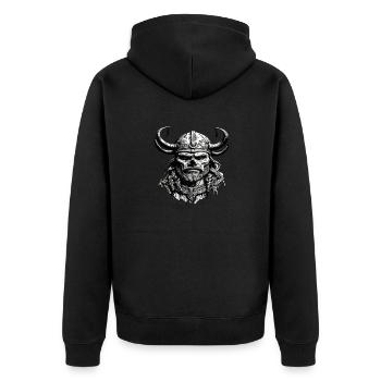 Viking Skull - Unisex Premium Organic Zip Hoodie - black - Back - Nico (187cm)
