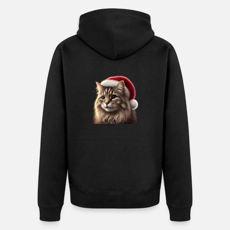 Chat de Noël - Veste à capuche bio Premium Unisexe - noir