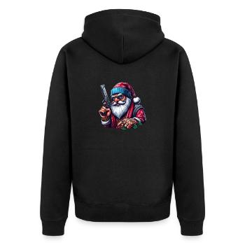 Gangster Santa - Unisex Premium Bio Zip Hoodie - Schwarz - Hinten - Nico (187cm)