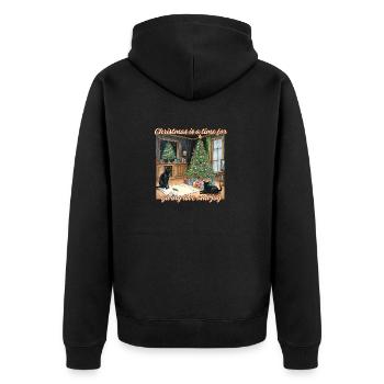 Weihnachtskatzen - Unisex Premium Bio Zip Hoodie - Schwarz - Hinten - Nico (187cm)