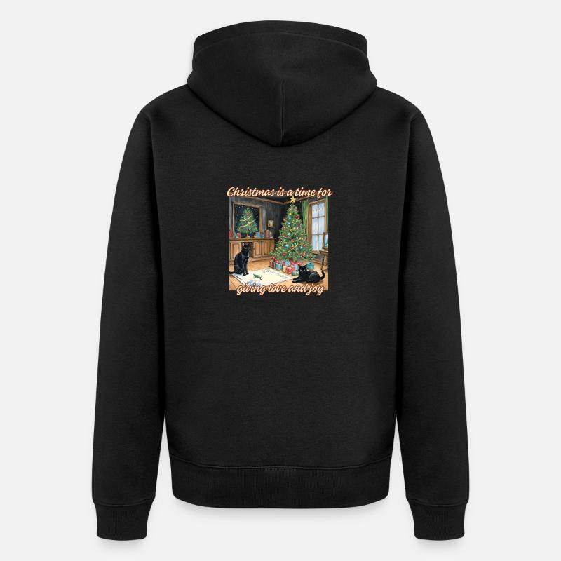 Chats de Noël - Veste à capuche bio Premium Unisexe - noir
