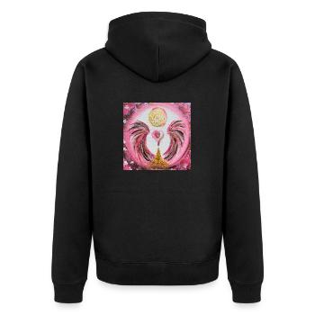 Herzengel Herzhandlung - Unisex Premium Bio Zip Hoodie - Schwarz - Hinten - Nico (187cm)