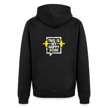 Gym quotes happy hour - Unisex Premium Organic Zip Hoodie - black - Back - Nico (187cm)