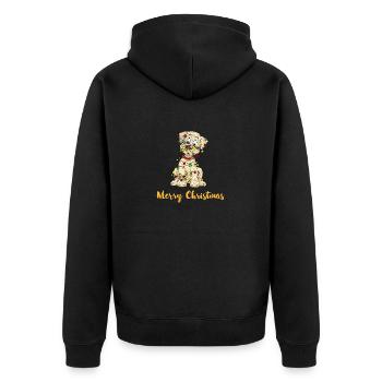 Lichterkette 1 2 - Unisex Premium Bio Zip Hoodie - Schwarz - Hinten - Nico (187cm)
