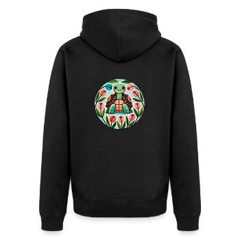 Tulips and Turtle - Unisex Premium Organic Zip Hoodie - black - Back - Nico (187cm)
