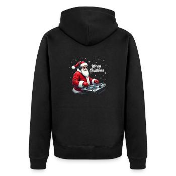 DJ Santa Claus Weihnachtsmann - Unisex Premium Bio Zip Hoodie - Schwarz - Hinten - Nico (187cm)