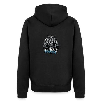 Berserker Wikinger, Viking Schriftzug - Unisex Premium Bio Zip Hoodie - Schwarz - Hinten - Nico (187cm)