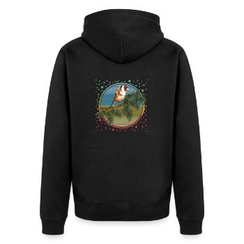 Bunter Vogel - Unisex Premium Bio Zip Hoodie - Schwarz - Hinten - Nico (187cm)