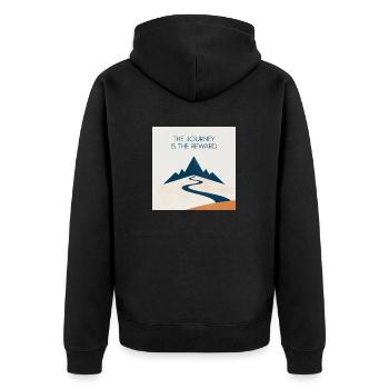 The Journey is the reward - Unisex Premium Bio Zip Hoodie - Schwarz - Hinten - Nico (187cm)
