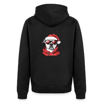 Weihnachtsmotiv mit einem Staffy - Unisex Premium Bio Zip Hoodie - Schwarz - Hinten - Nico (187cm)
