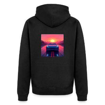 Electric Highway - Unisex Premium Organic Zip Hoodie - black - Back - Nico (187cm)